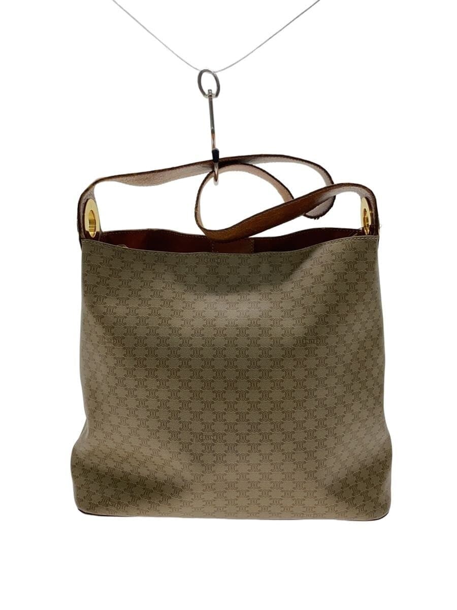 CELINE tote bag PVC beige Macadam shoulder strap crack inner dirt