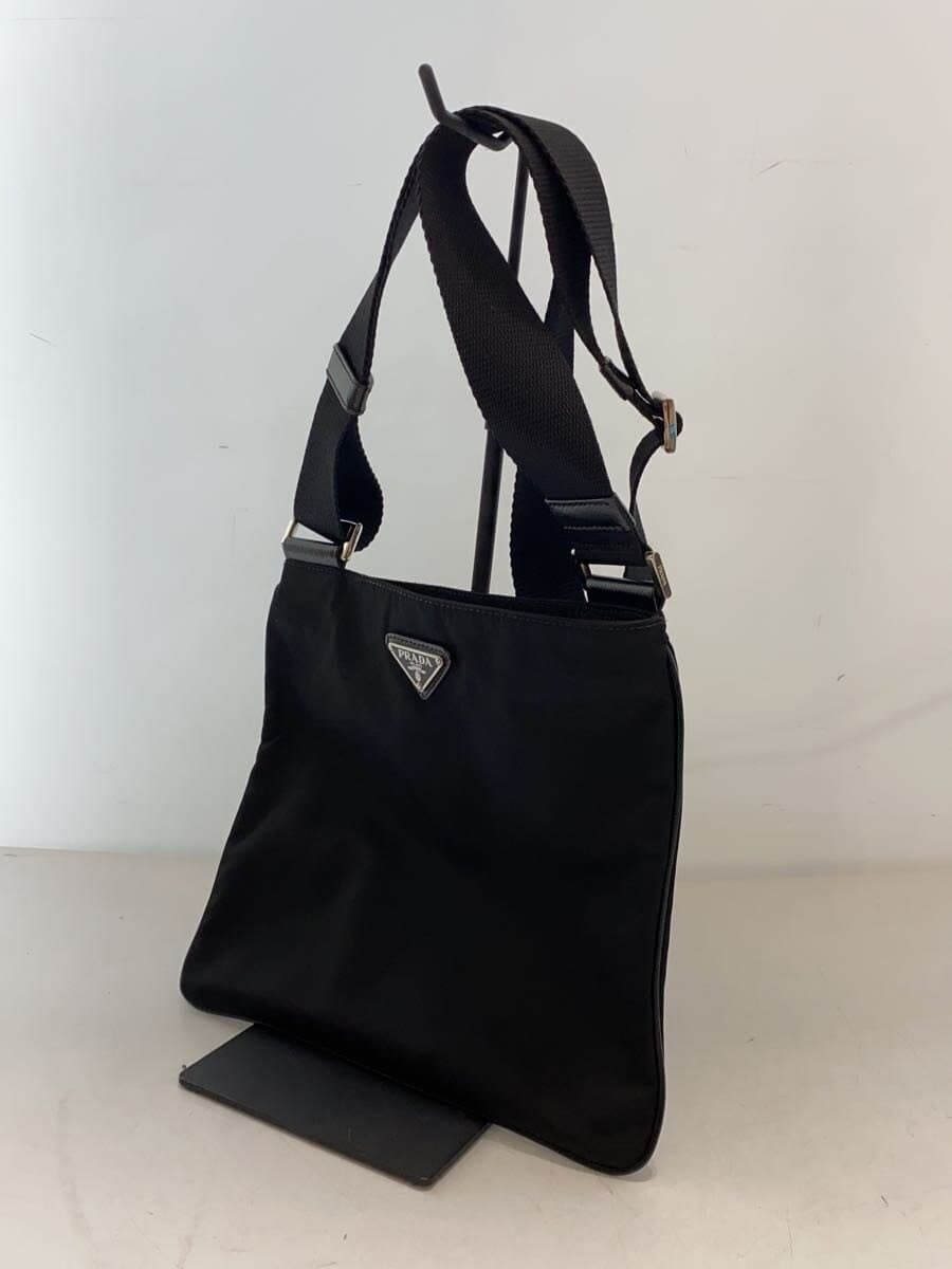 PRADATESSUTO+SAFFIANO Triangle Logo Square Shoulder Bag Nylon Black VA0779 2