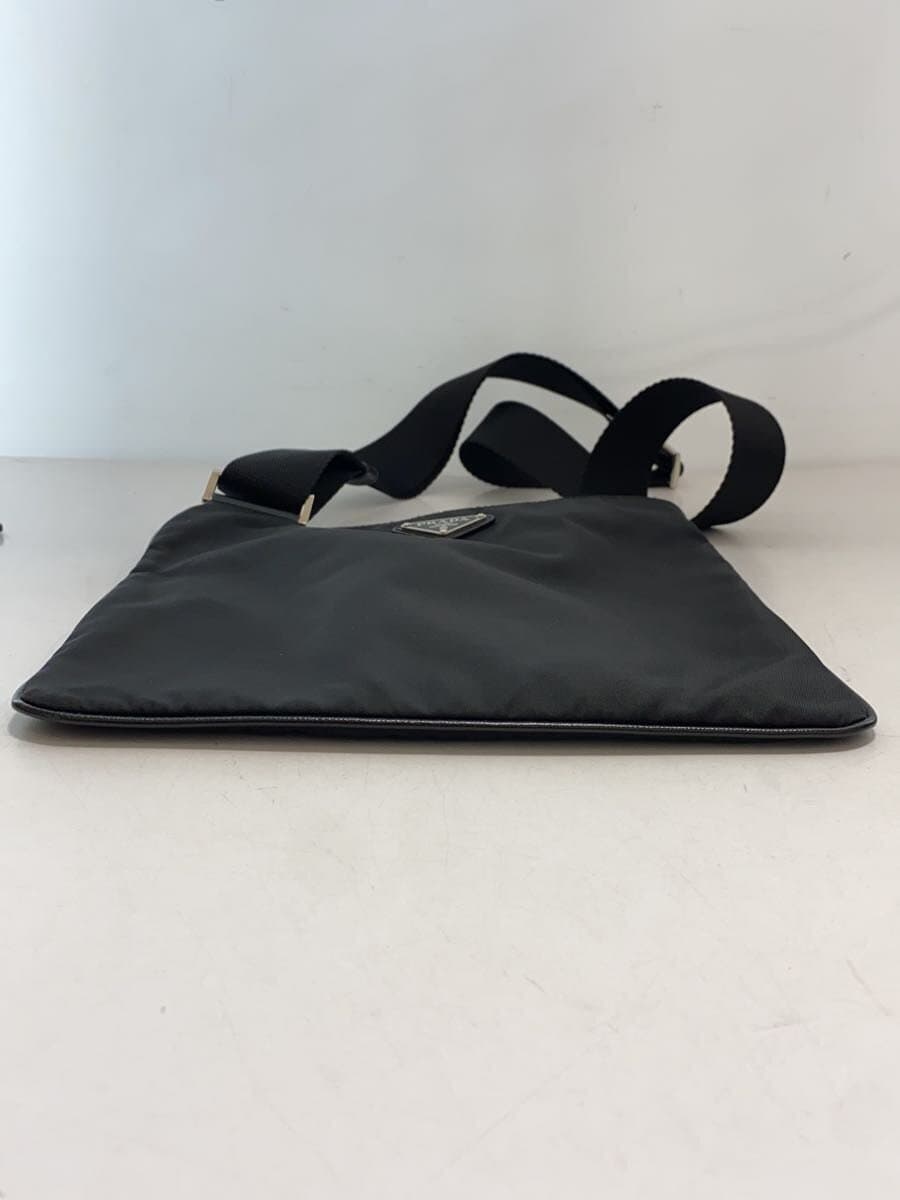 PRADATESSUTO+SAFFIANO Triangle Logo Square Shoulder Bag Nylon Black VA0779 4