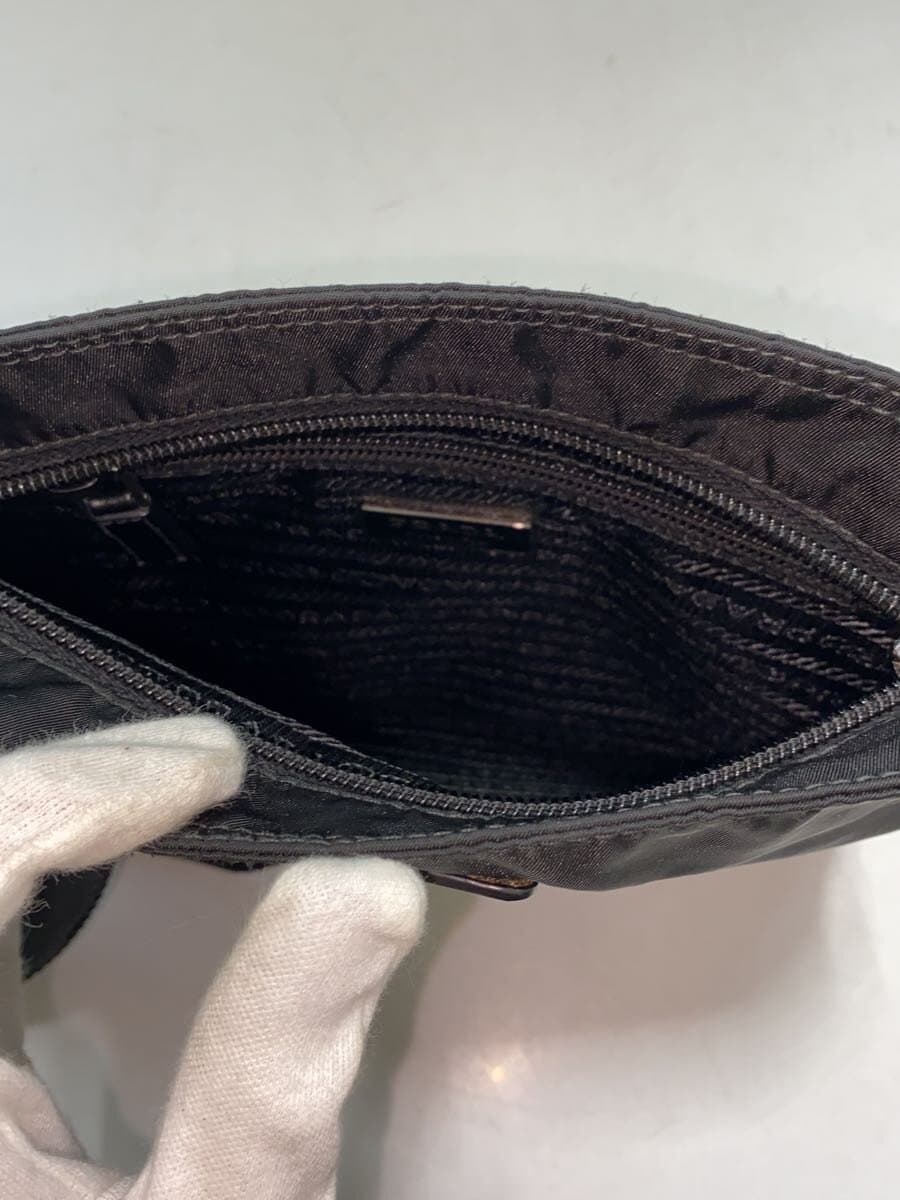 PRADATESSUTO+SAFFIANO Triangle Logo Square Shoulder Bag Nylon Black VA0779 6