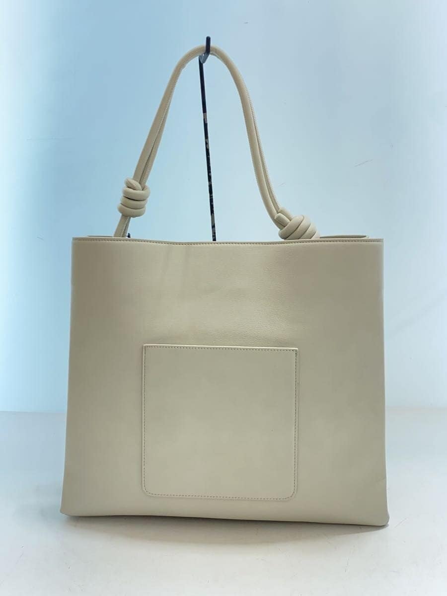 TREASURE TOPKAPI Knot Design Handle Tote Bag Faux Leather Gray Solid 3