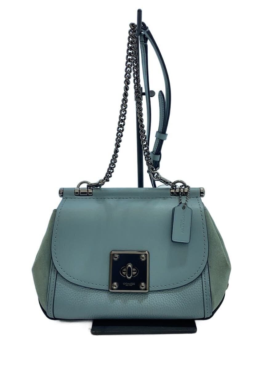 COACH Shoulder Bag_All Leather Leather Blue Solid 59048 Turnlock