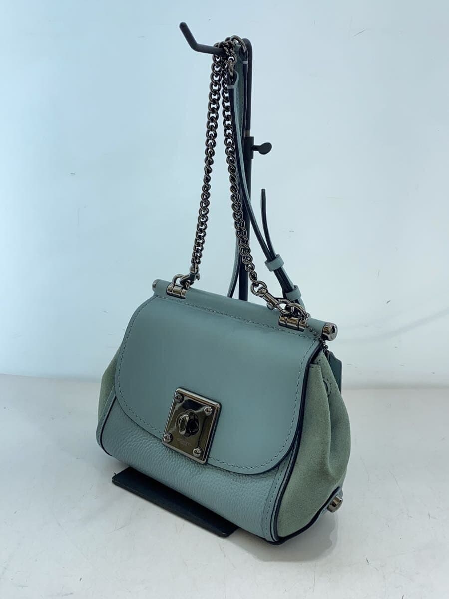 COACH Shoulder Bag_All Leather Leather Blue Solid 59048 Turnlock 2