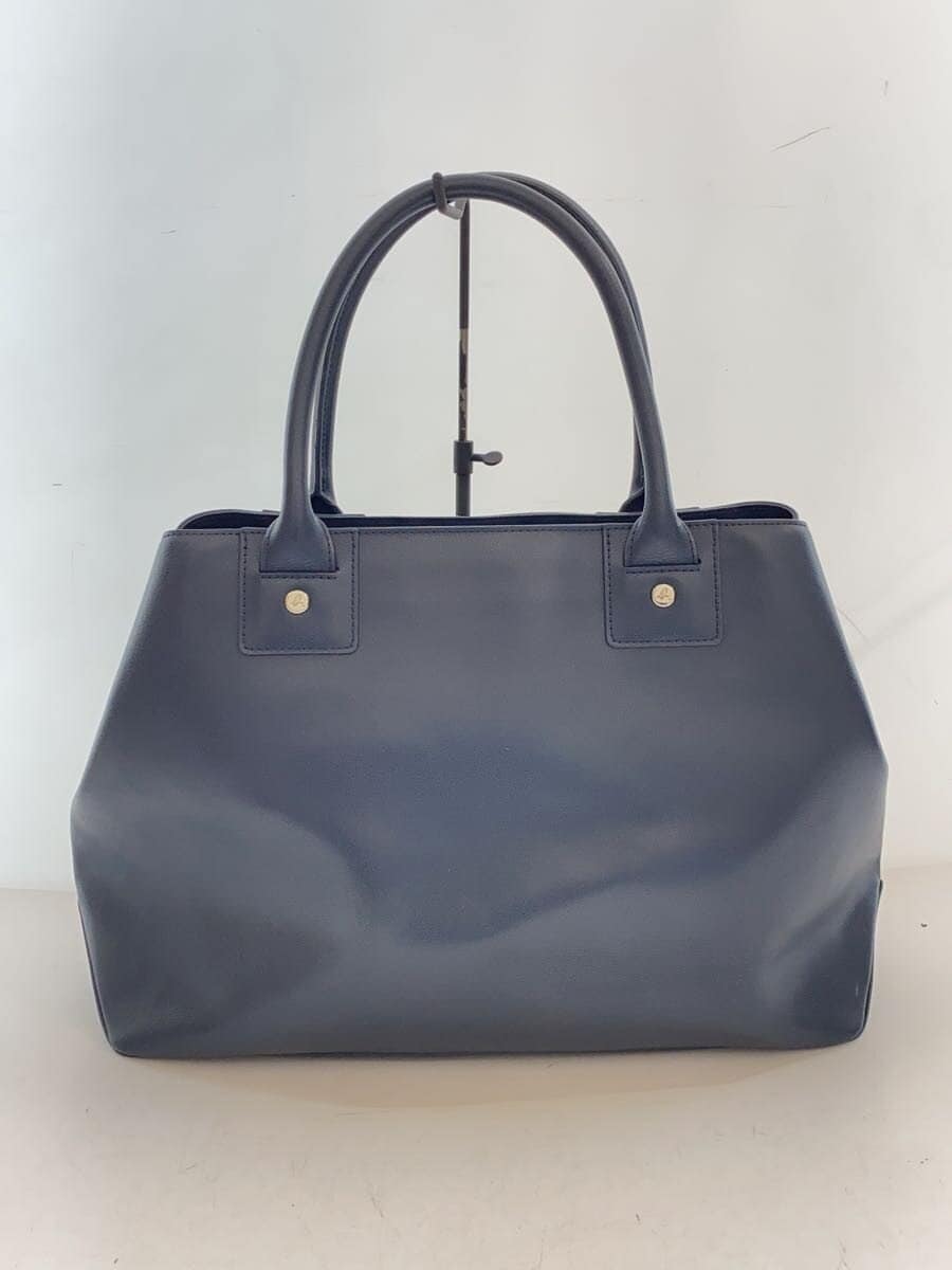 agnes b. Tote Bag Cowhide Navy Solid CR11T-02 3
