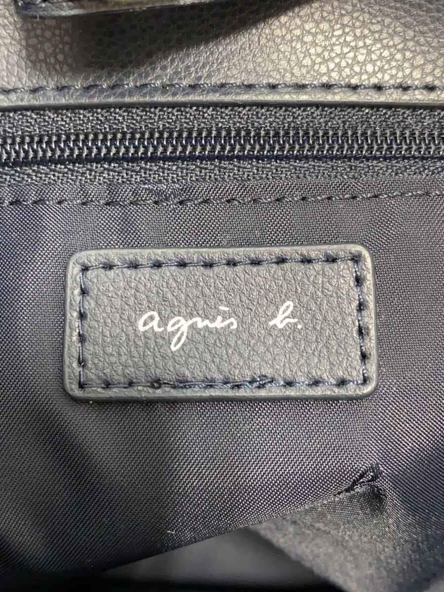 agnes b. Tote Bag Cowhide Navy Solid CR11T-02 5