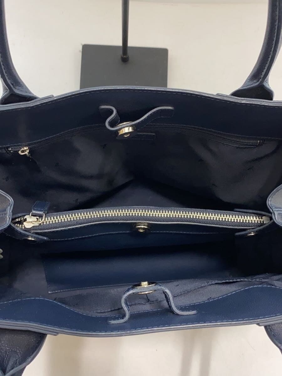 agnes b. Tote Bag Cowhide Navy Solid CR11T-02 6