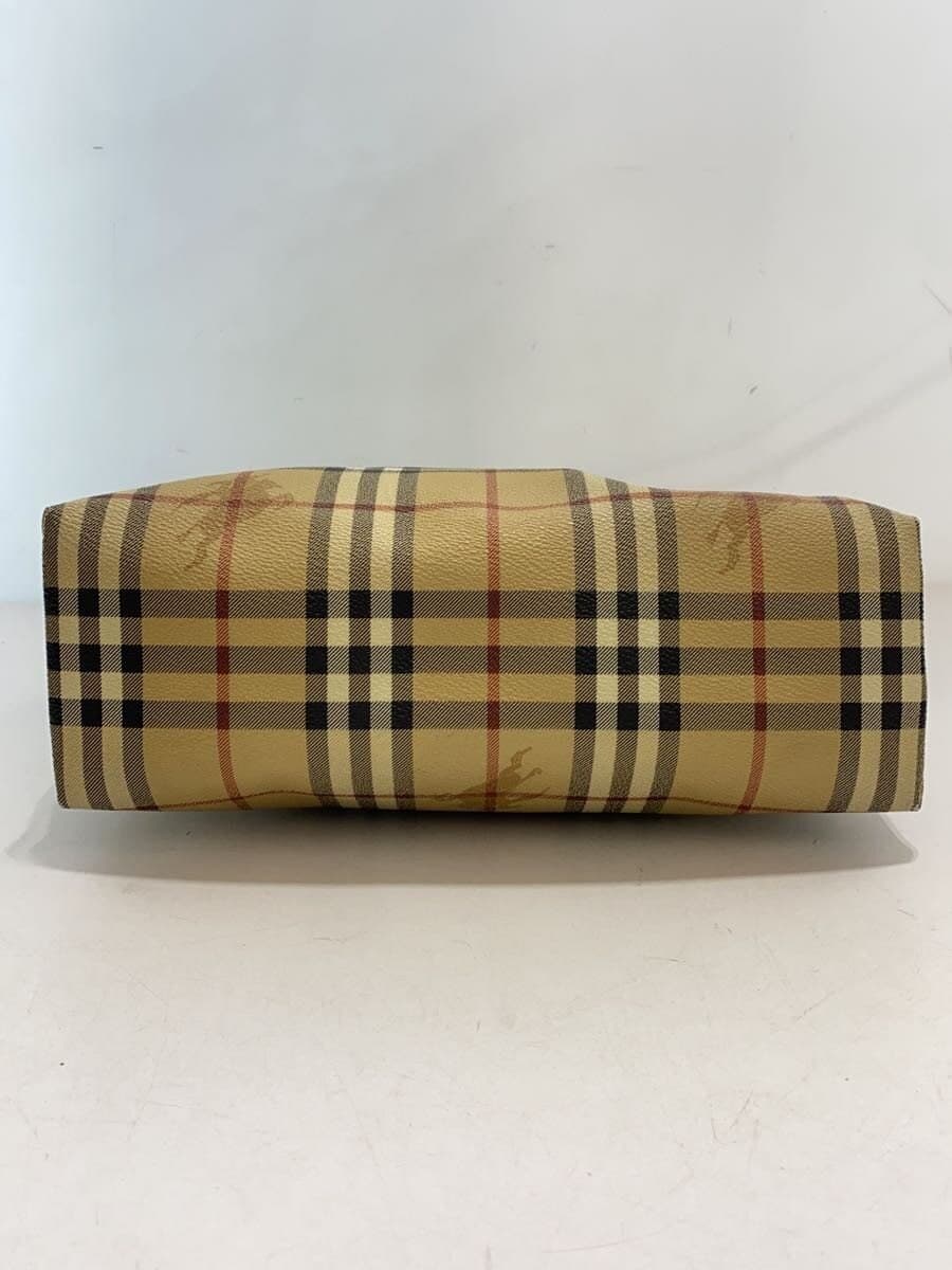 BURBERRY LONDON Shadow Horse Nova Check Tote Bag PVC Beige Bordeaux Check T-02-1 4