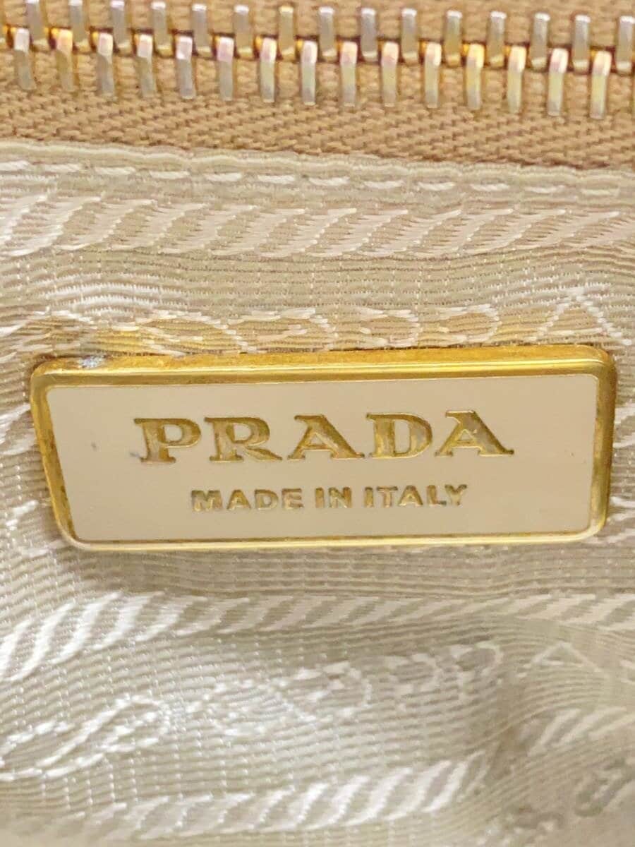 PRADA shoulder bag leather BEG 5