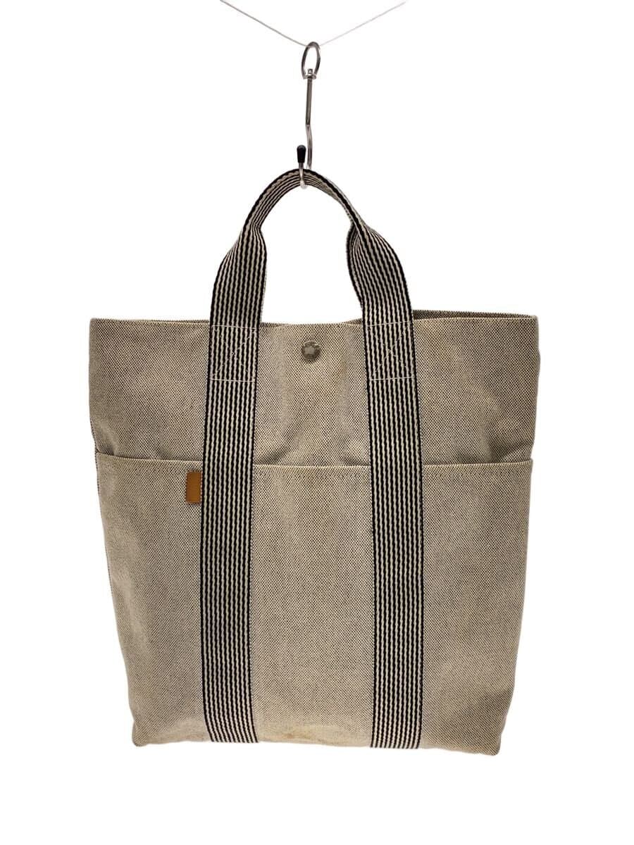HERMES tote bag canvas WHT