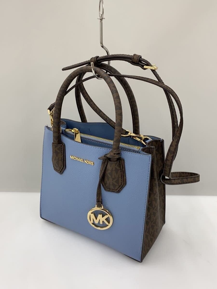 MICHAEL KORS Shoulder Bag Leather Blue All-over Pattern AC-2110 2