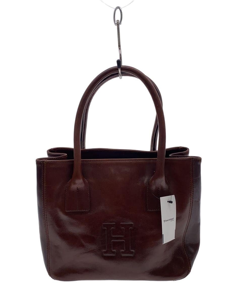 HIROFU handbag leather BRW plain 8909 logo embossed