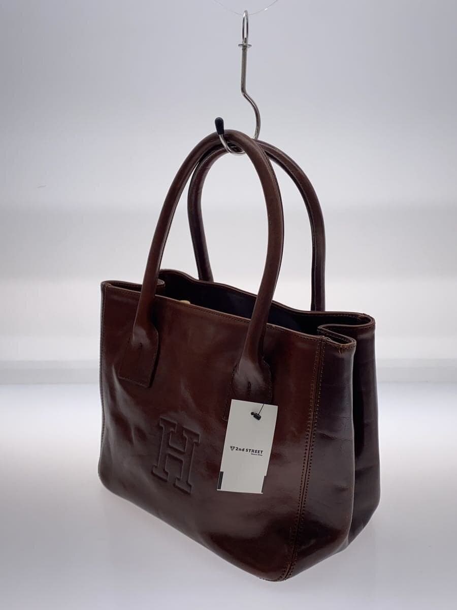 HIROFU handbag leather BRW plain 8909 logo embossed 2