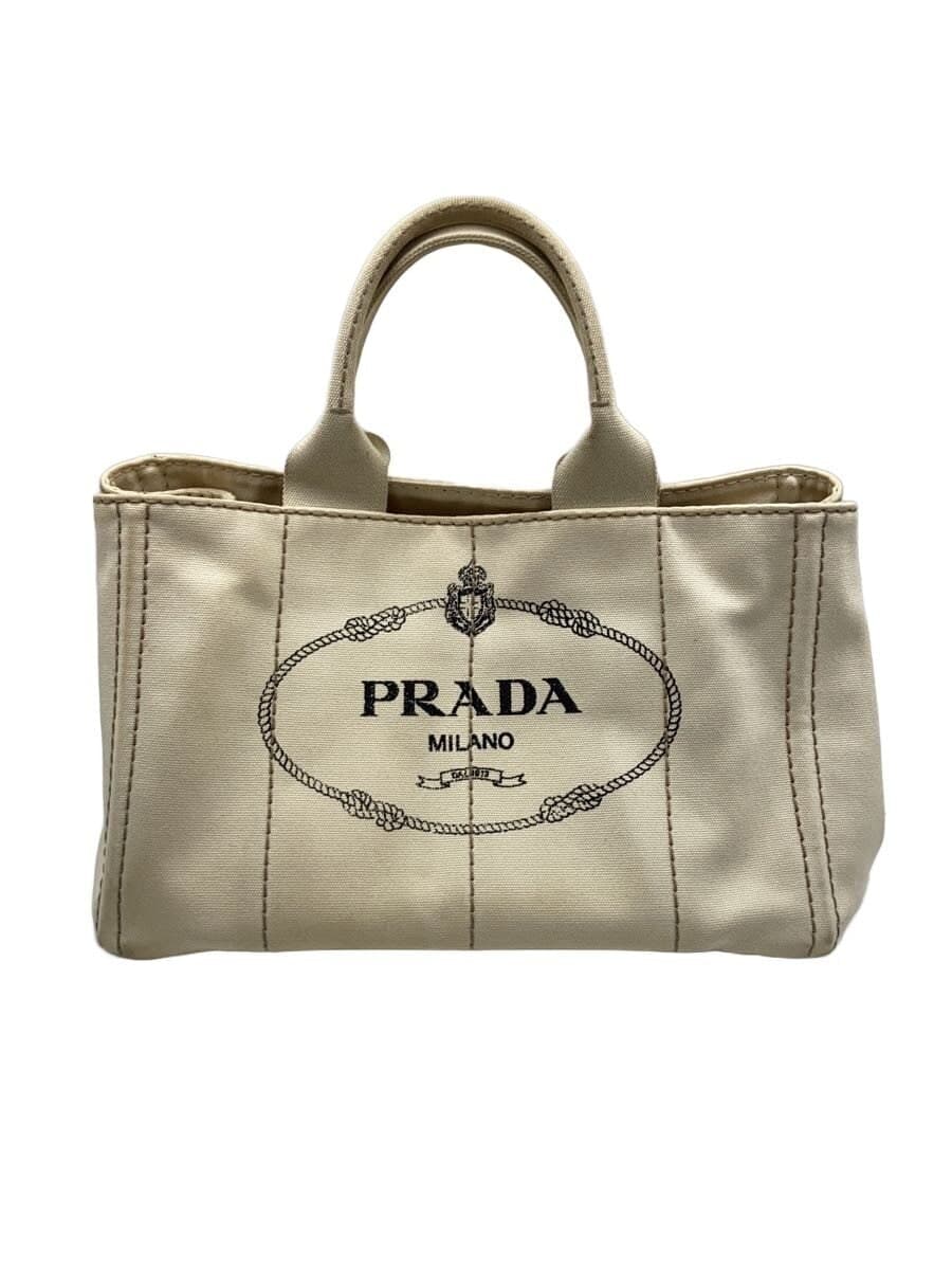 PRADA Tote Bag Canvas BEG