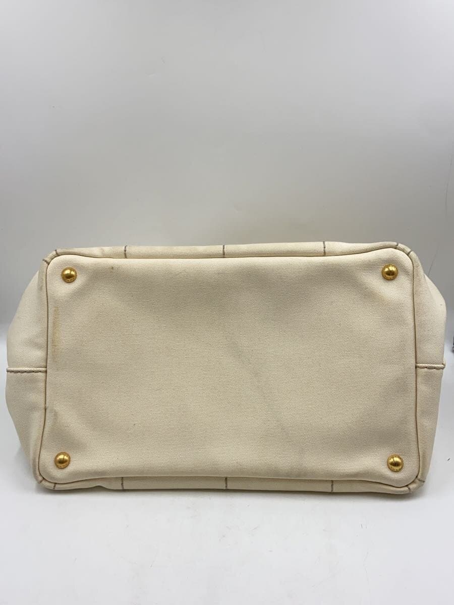 PRADA Tote Bag Canvas BEG 4