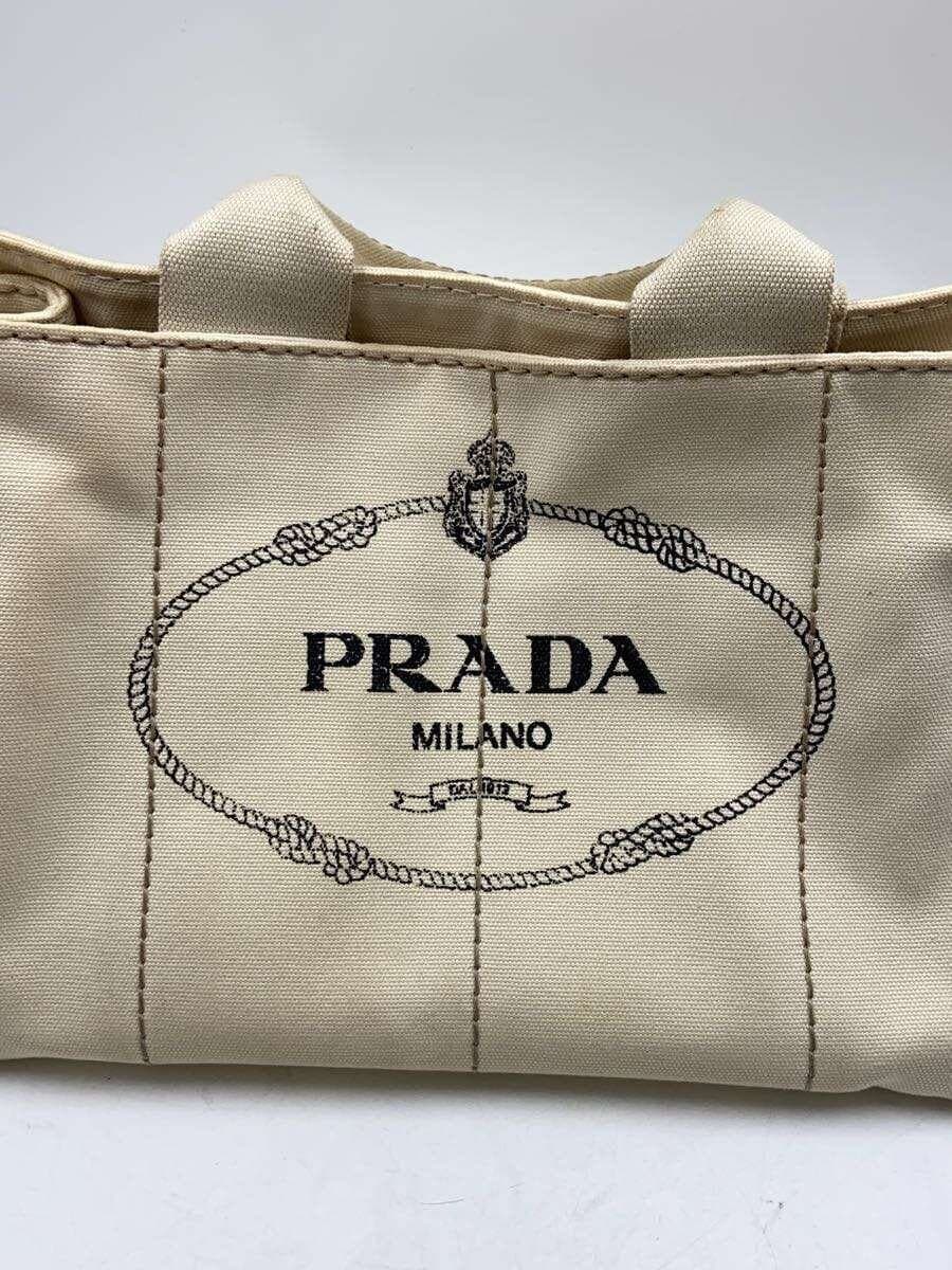 PRADA Tote Bag Canvas BEG 5