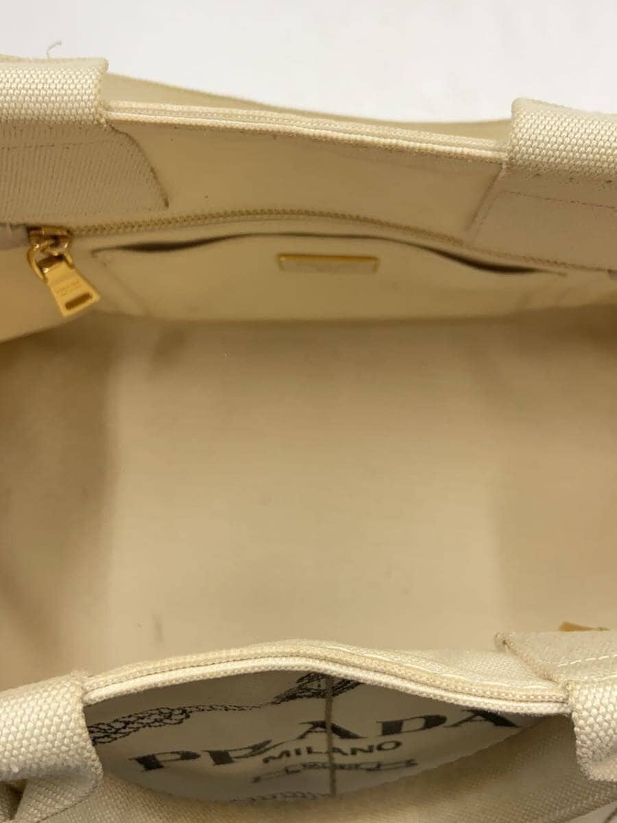 PRADA Tote Bag Canvas BEG 6