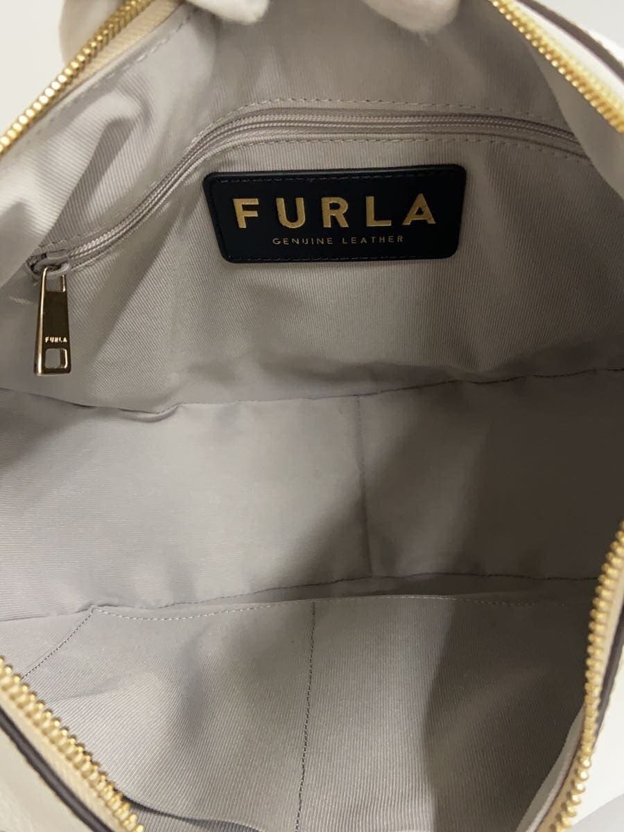 FURLA Tote Bag Leather White Solid Color WB00873 6
