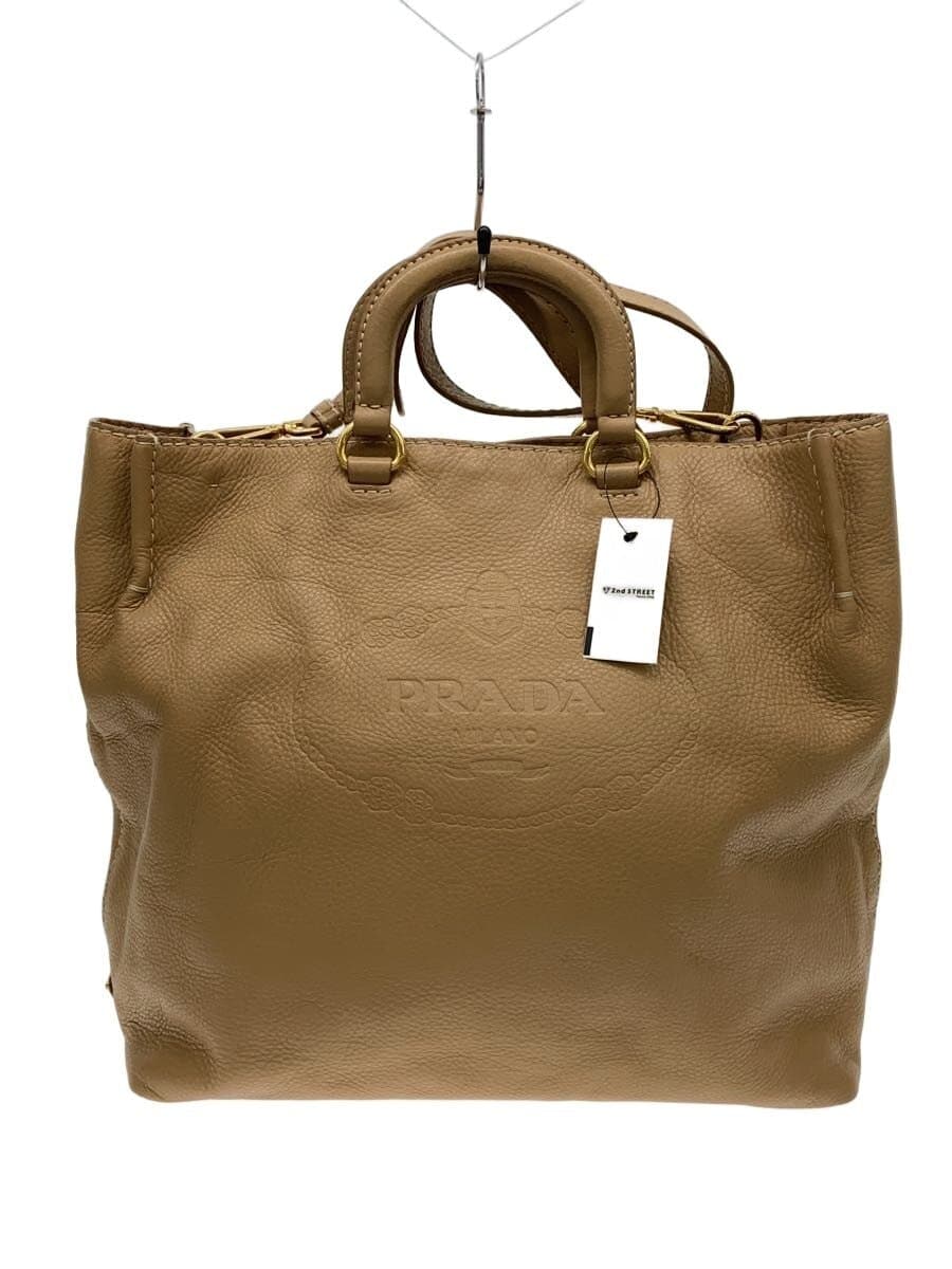 PRADA Tote Bag Leather BEG