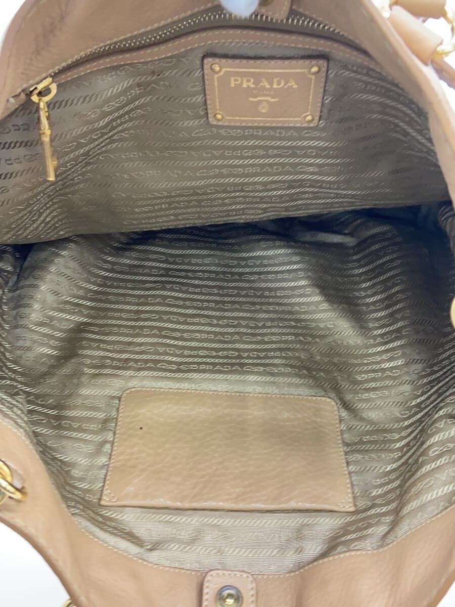 PRADA Tote Bag Leather BEG 6