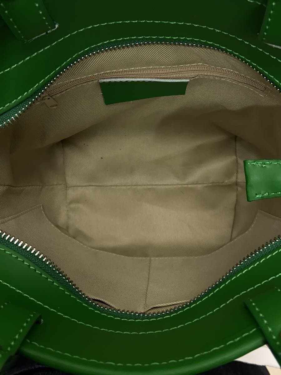 Other Brand Genuine Leather Handle 2-Way Basket Bag Made in Italy Cotton GRN 6