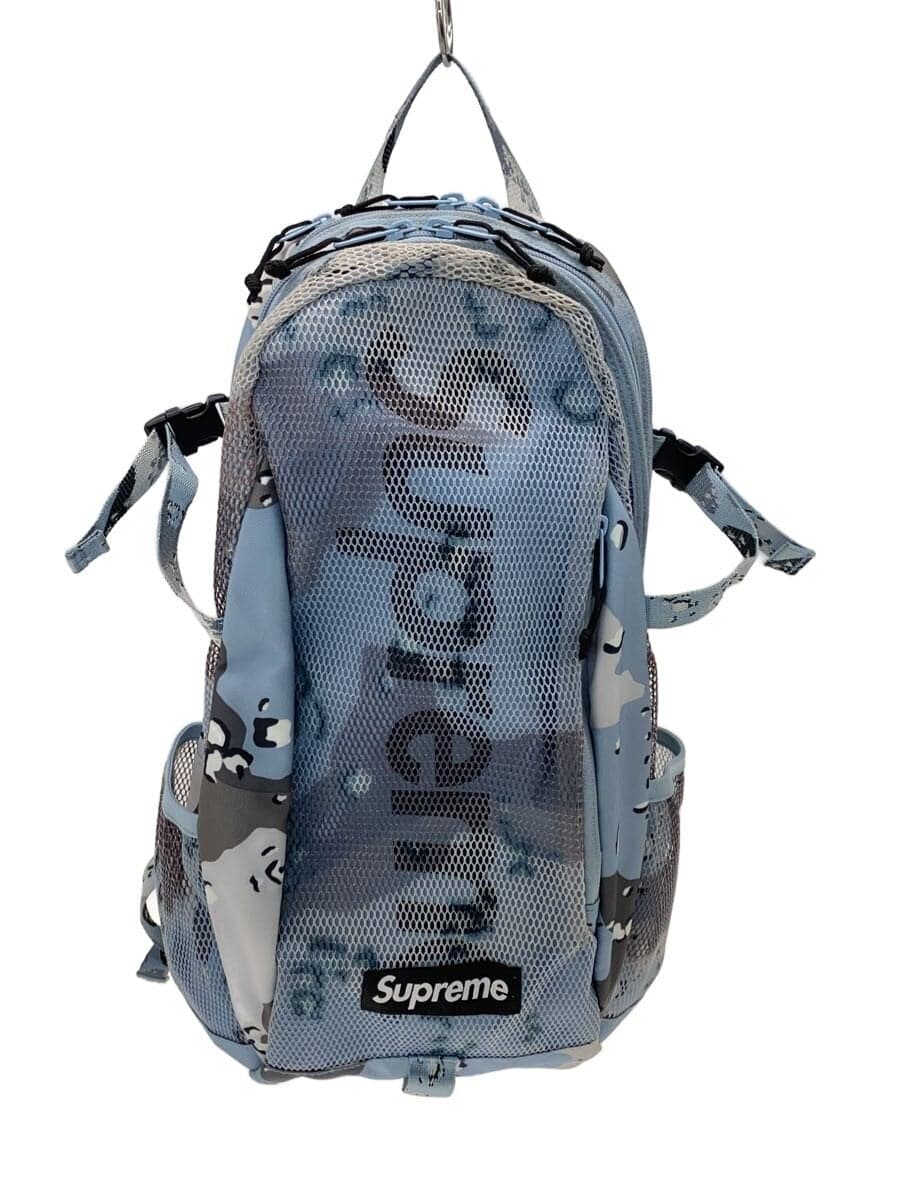 Supreme Backpack -- BLU Camo 20SS Shows signs of wear and yellowing