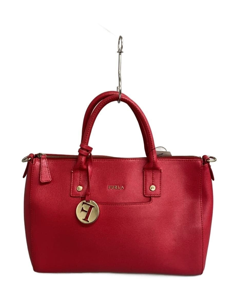FURLA Handbag Leather RED Solid