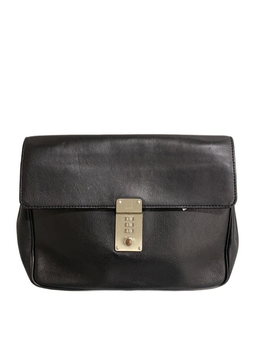 dunhill Clutch Bag Leather BLK Solid