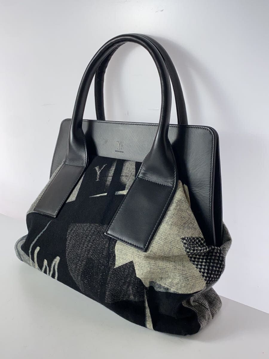 Y’s25SS Handbag Cowhide BLK All Over Pattern YP-I03-719 2