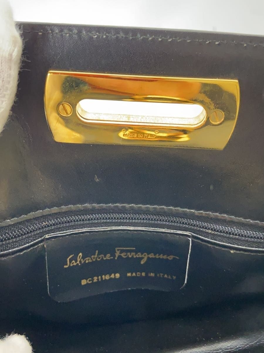 Salvatore Ferragamo Handbag Leather BLK Solid 5