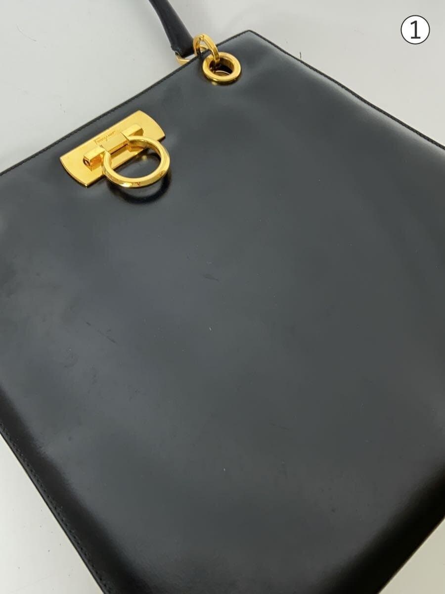Salvatore Ferragamo Handbag Leather BLK Solid 7