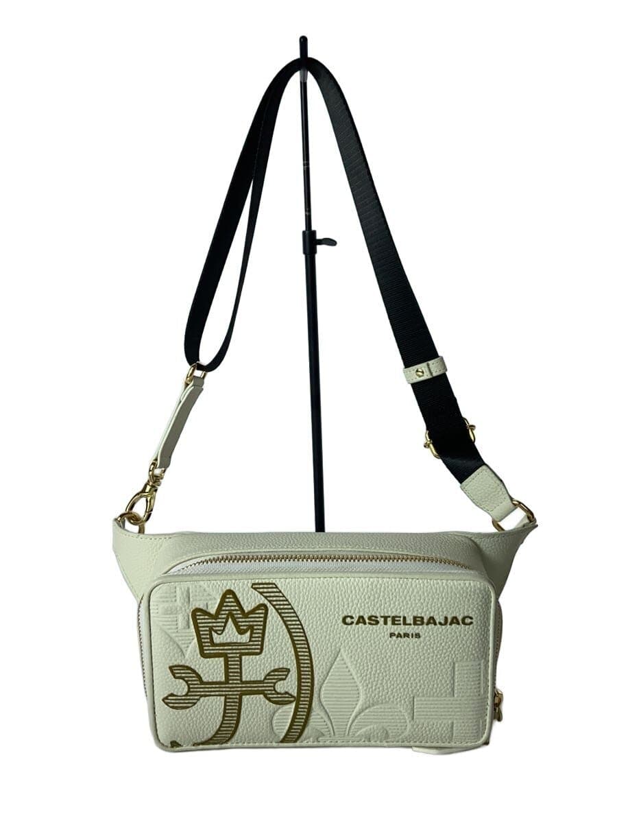 CASTELBAJAC Cannele Canele Shoulder Bag Cowhide WHT Solid 035921