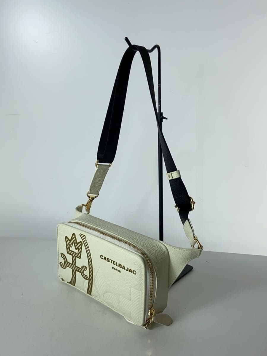 CASTELBAJAC Cannele Canele Shoulder Bag Cowhide WHT Solid 035921 2