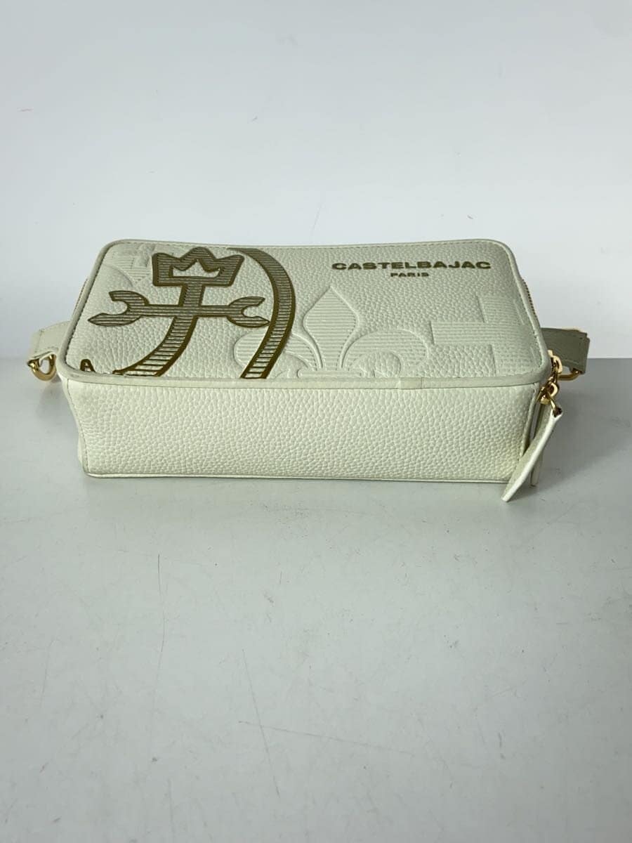 CASTELBAJAC Cannele Canele Shoulder Bag Cowhide WHT Solid 035921 4