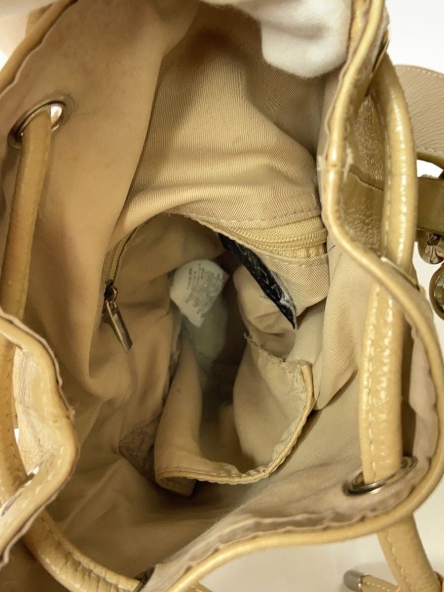 OHGA2-Way Drawstring Shoulder Shoulder Bag Leather BEG Solid 6