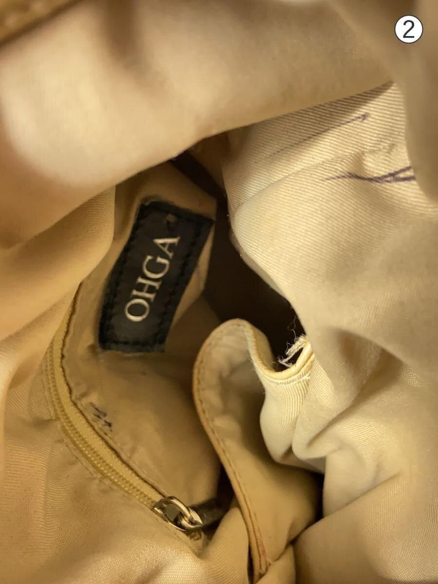 OHGA2-Way Drawstring Shoulder Shoulder Bag Leather BEG Solid 7