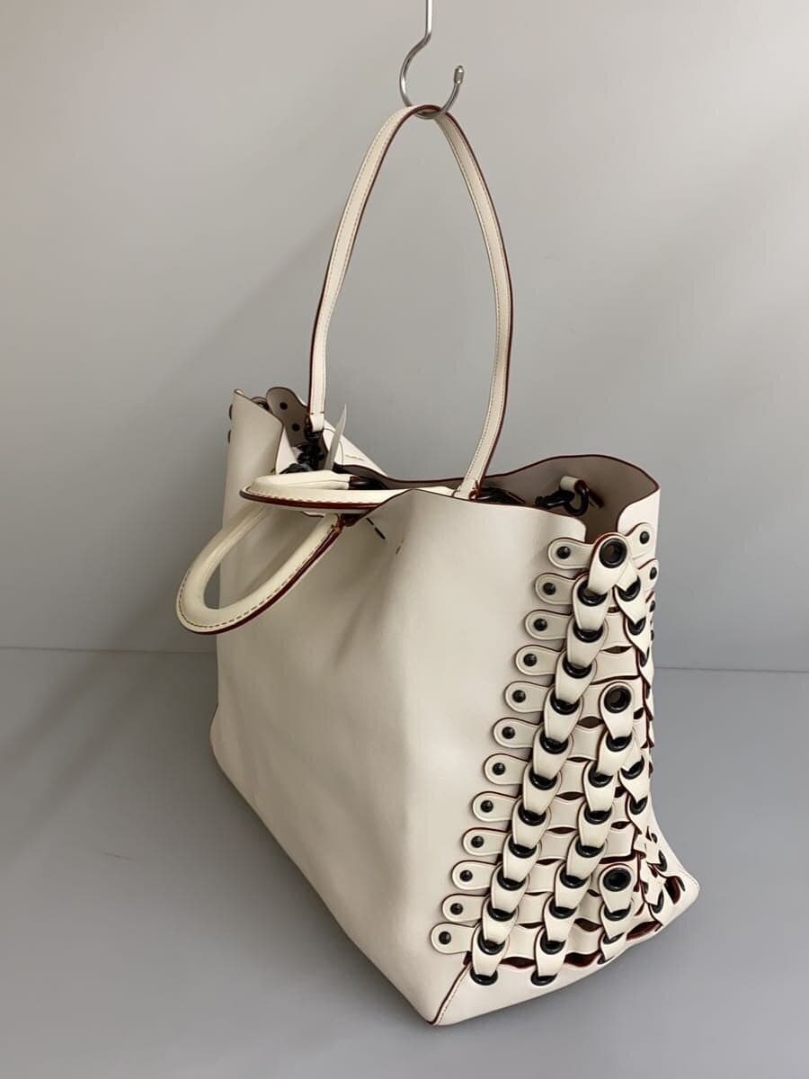 COACH Tote Bag Leather WHT Solid 86810 2