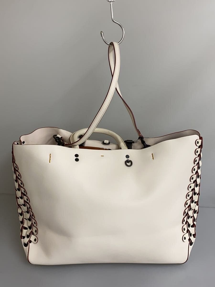 COACH Tote Bag Leather WHT Solid 86810 3