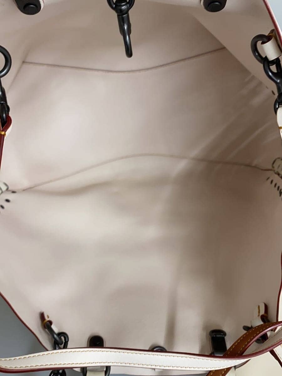 COACH Tote Bag Leather WHT Solid 86810 6