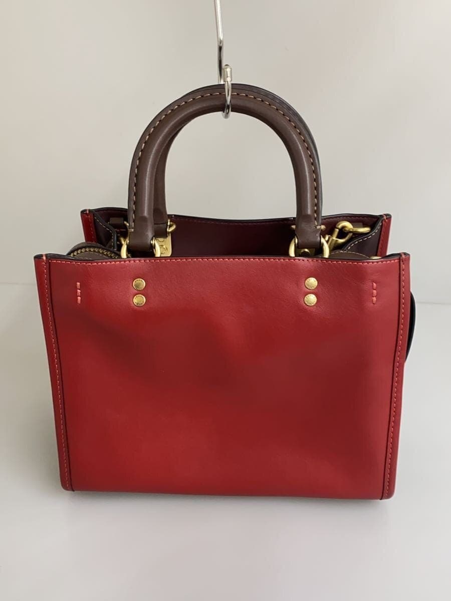 COACH Shoulder Bag Leather RED Solid CD938 3