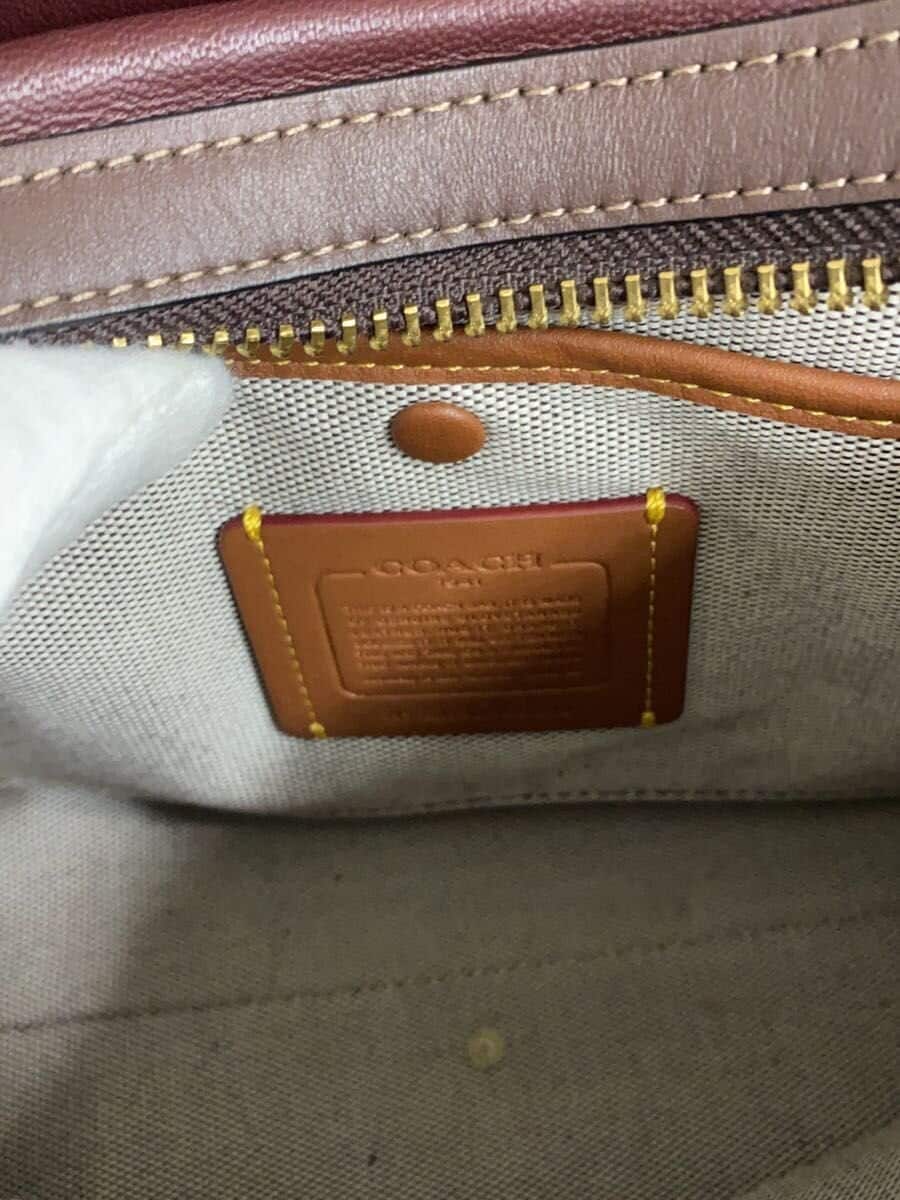 COACH Shoulder Bag Leather RED Solid CD938 5