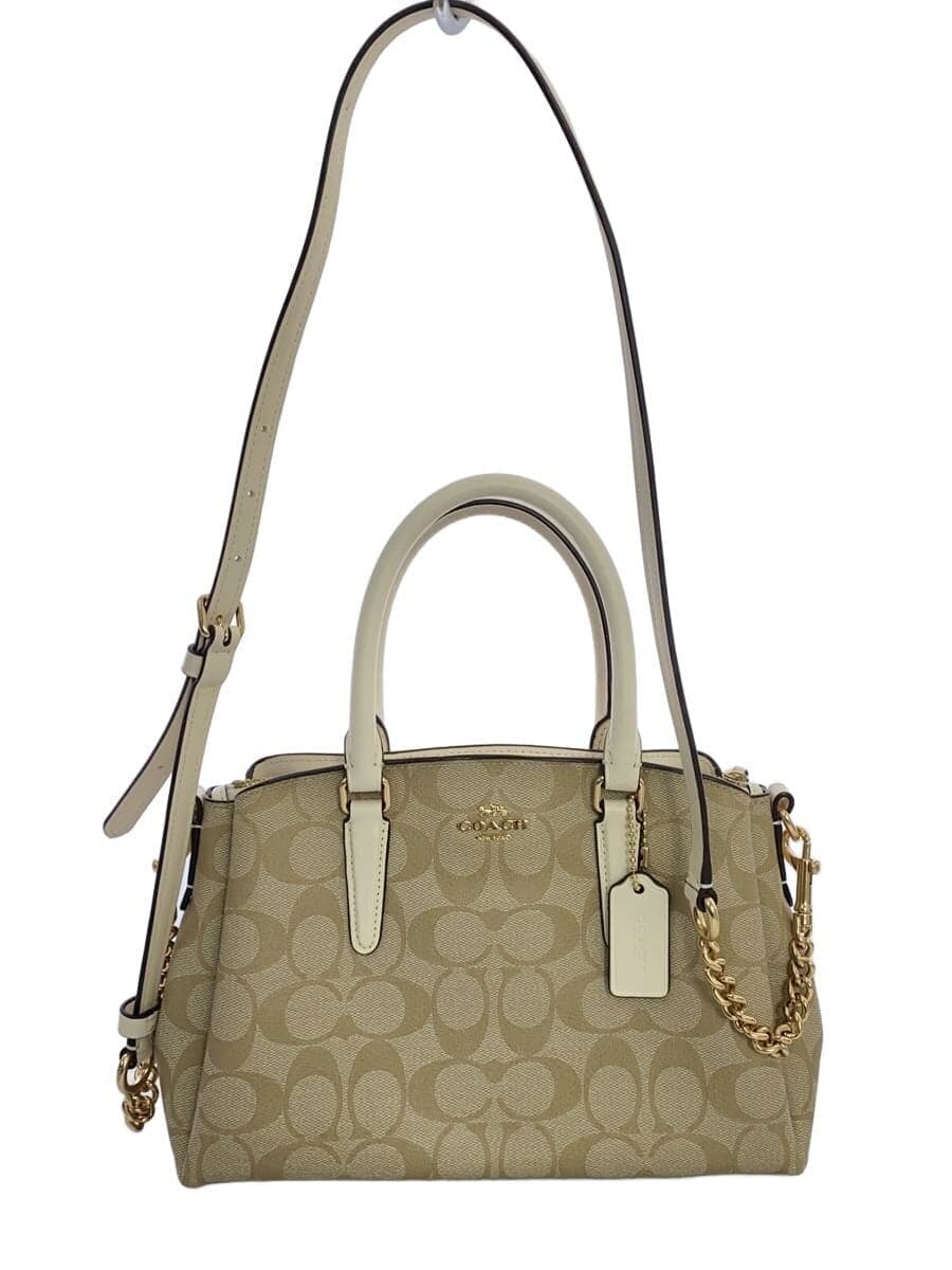 COACH Shoulder Bag Leather BEG All Over Pattern F29434