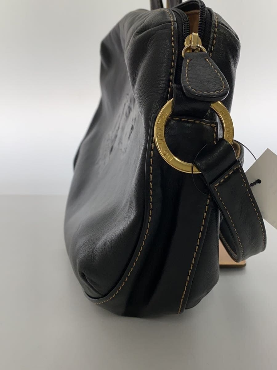 Kitamura Shoulder Bag Leather BLK Dog Logo Embossed Finish 2