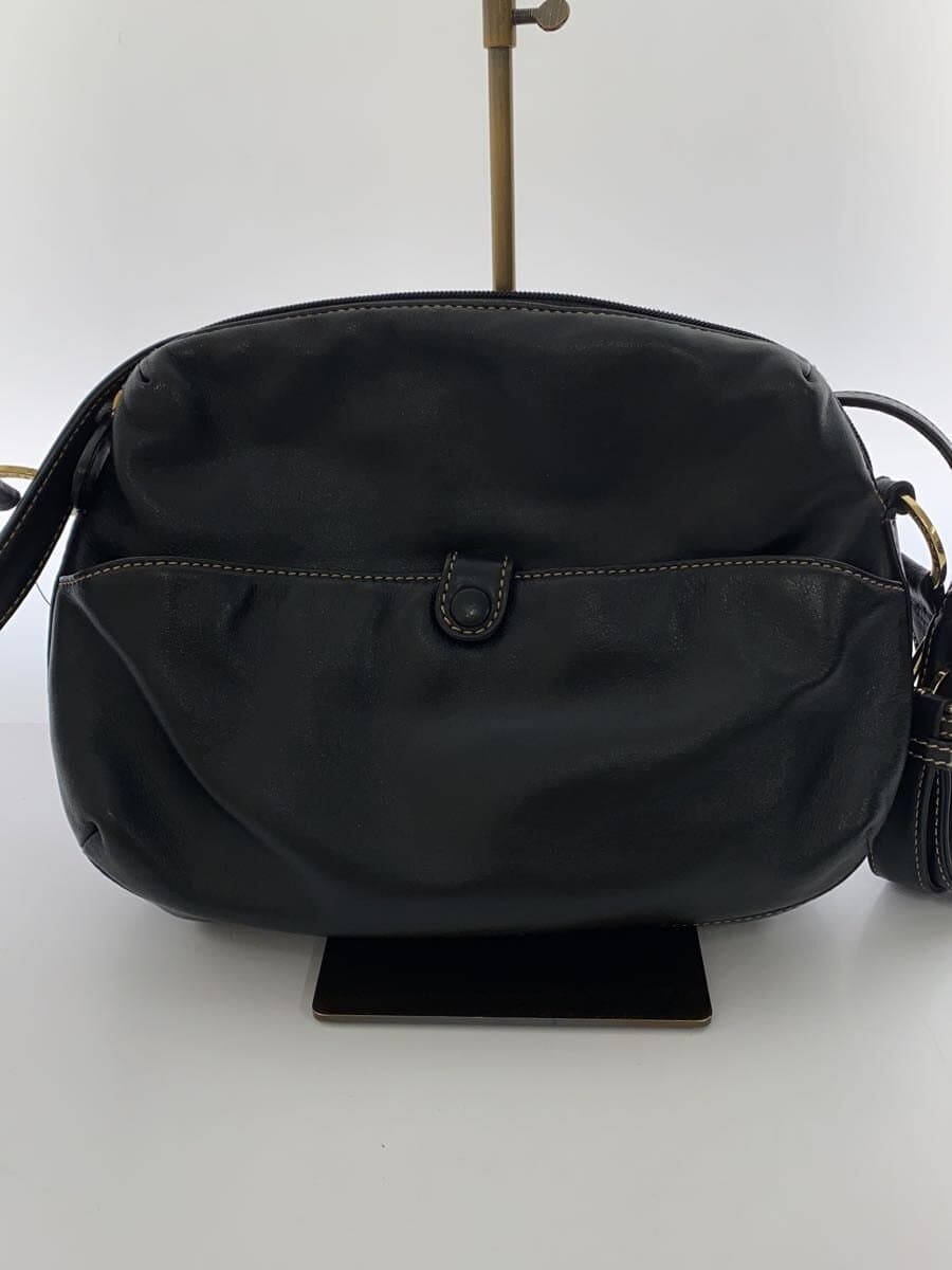 Kitamura Shoulder Bag Leather BLK Dog Logo Embossed Finish 3