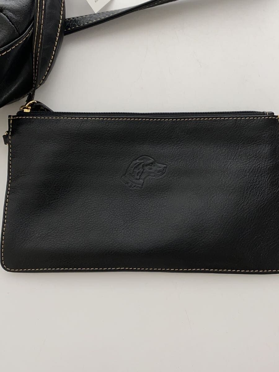 Kitamura Shoulder Bag Leather BLK Dog Logo Embossed Finish 7