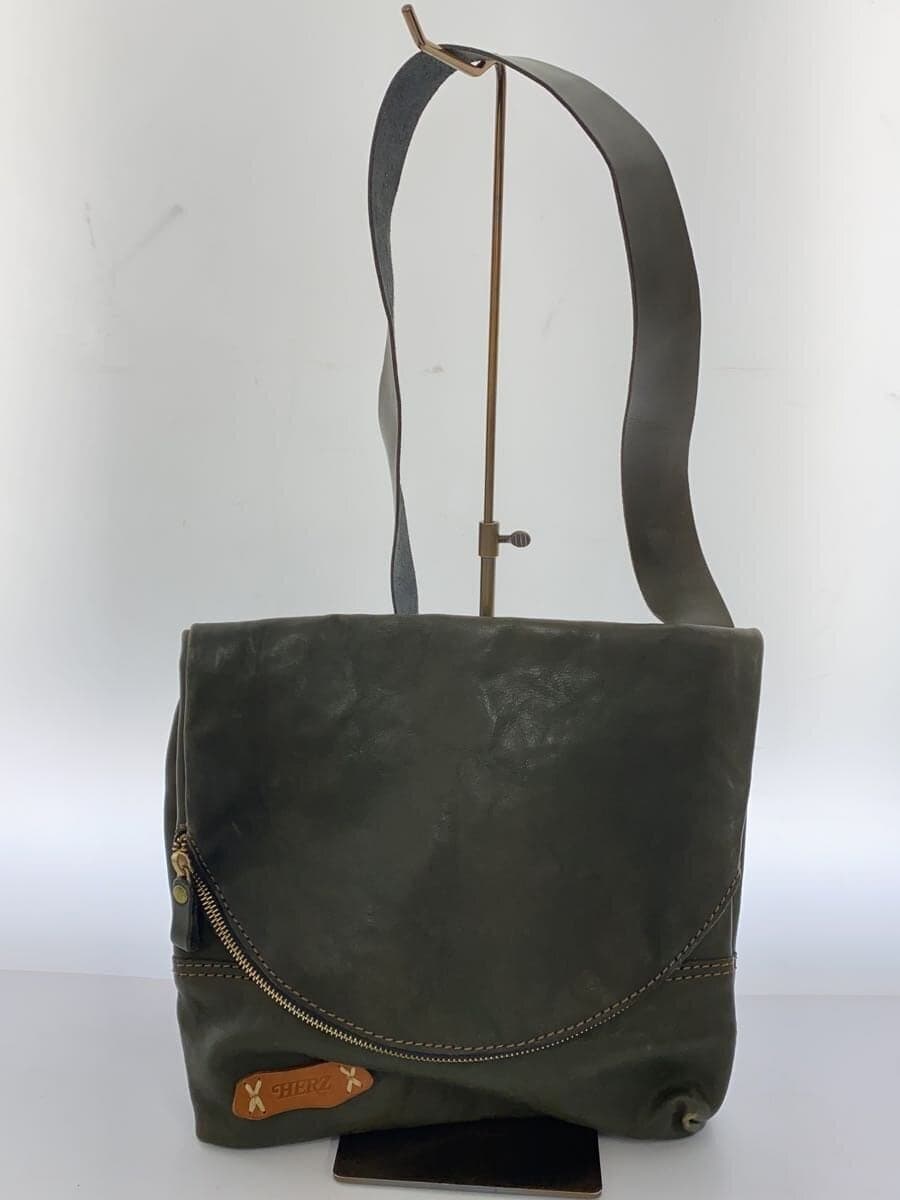 HERZ Shoulder Bag Leather KHK Solid