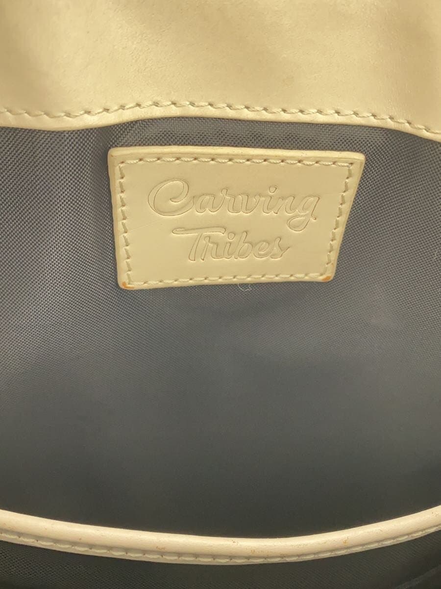 Carving Tribes Shoulder Bag Leather WHT Square PC BAG Consider Condition 5