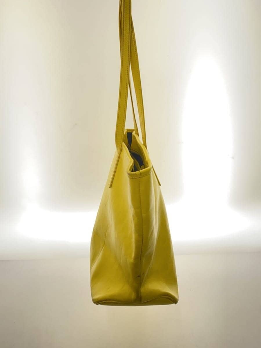 BUSINESS LEATHER FACTORY Tote Bag Leather YLW With Wear 2