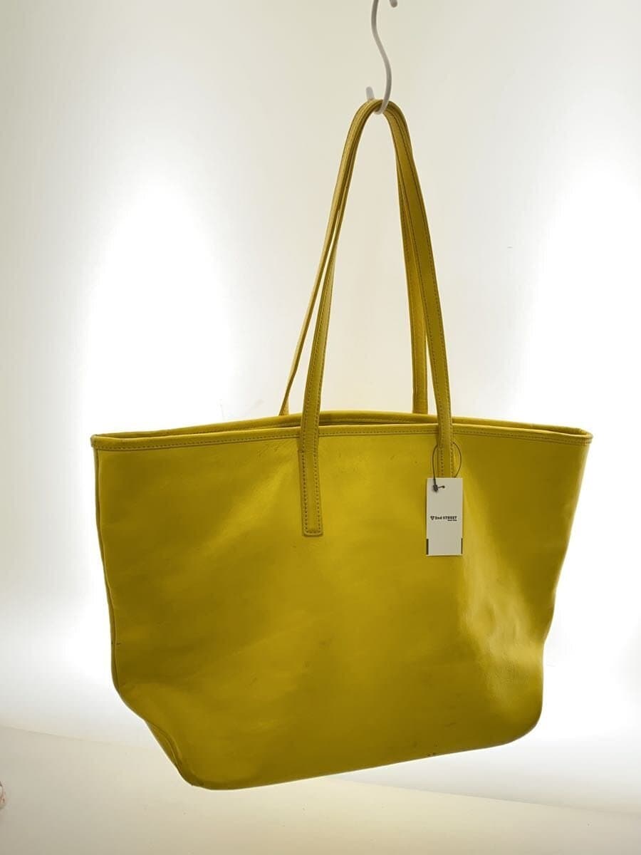 BUSINESS LEATHER FACTORY Tote Bag Leather YLW With Wear 3