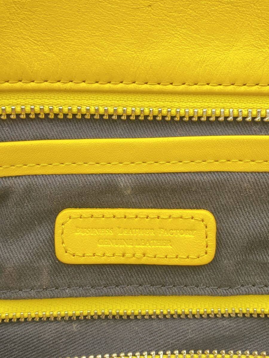 BUSINESS LEATHER FACTORY Tote Bag Leather YLW With Wear 5