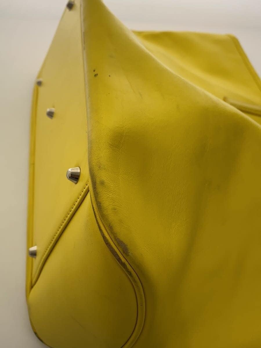 BUSINESS LEATHER FACTORY Tote Bag Leather YLW With Wear 7